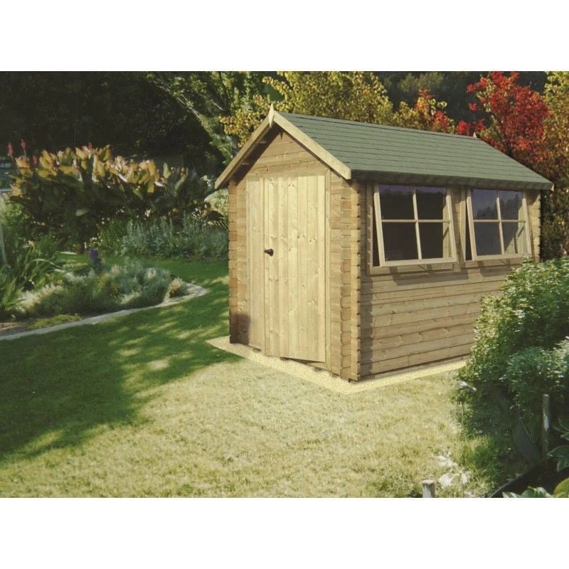 Shire Solway 7' 10" x 11' 9" Apex Log Cabin - Premium 44mm Cladding Tongue & Groove