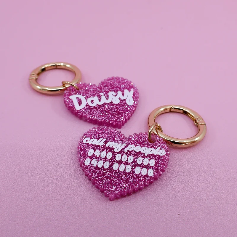 remove dead hair and dandruff, and promote pet skin health.Personalised Pet ID Tag: Scallop Heart Pink Glitter