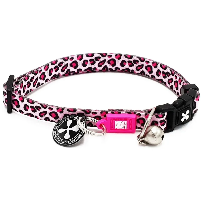 MAX & MOLLY Ogrlica za mace Smart ID, Leopard Pink, 22-35/1cm