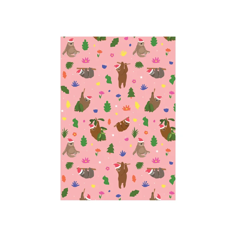 Iko Iko Christmas Card Animal Pattern Sloth Pink