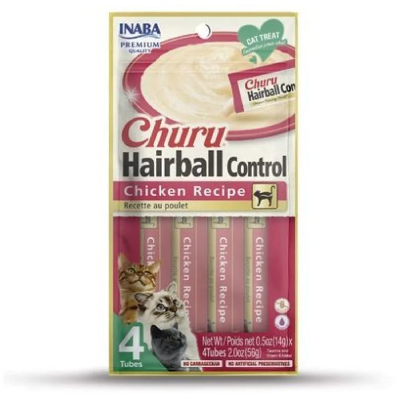 CHURU Hairball Control poslastica za mačke, krema s piletinom, 4x14g