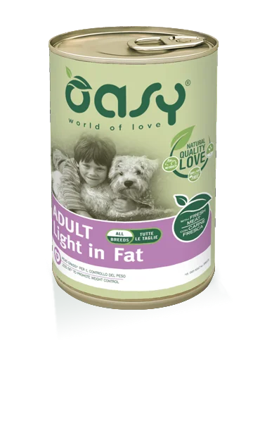 Dog FoodOasy dog tin ADULT LIGHT IN FAT, 400g tins