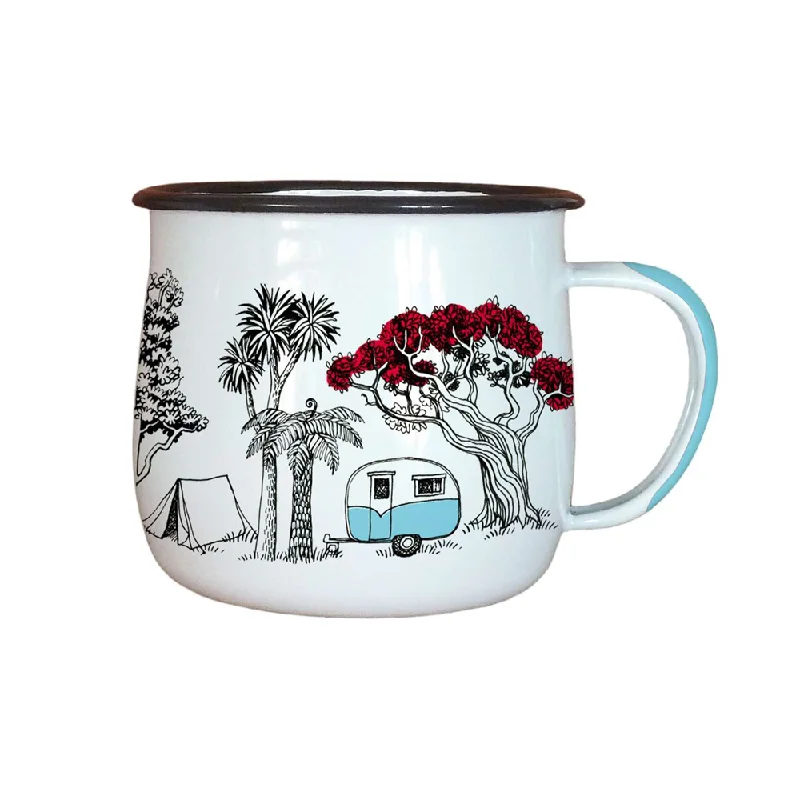 Wolfkamp and Stone Enamel Mug Camping