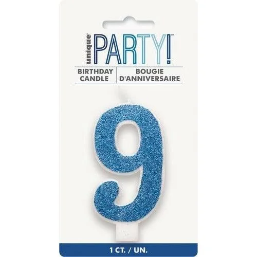 Pet grooming and cleaning products:Numeral Candle 9 Glitter Blue