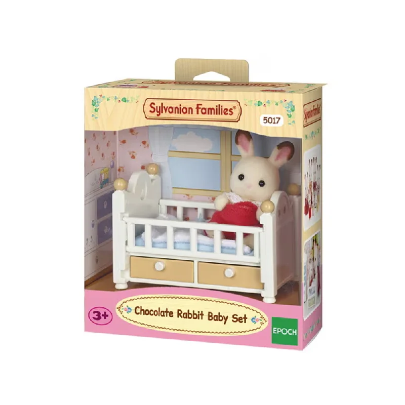 Sylvanian Families Chocolate Rabbit Baby in Cot Set