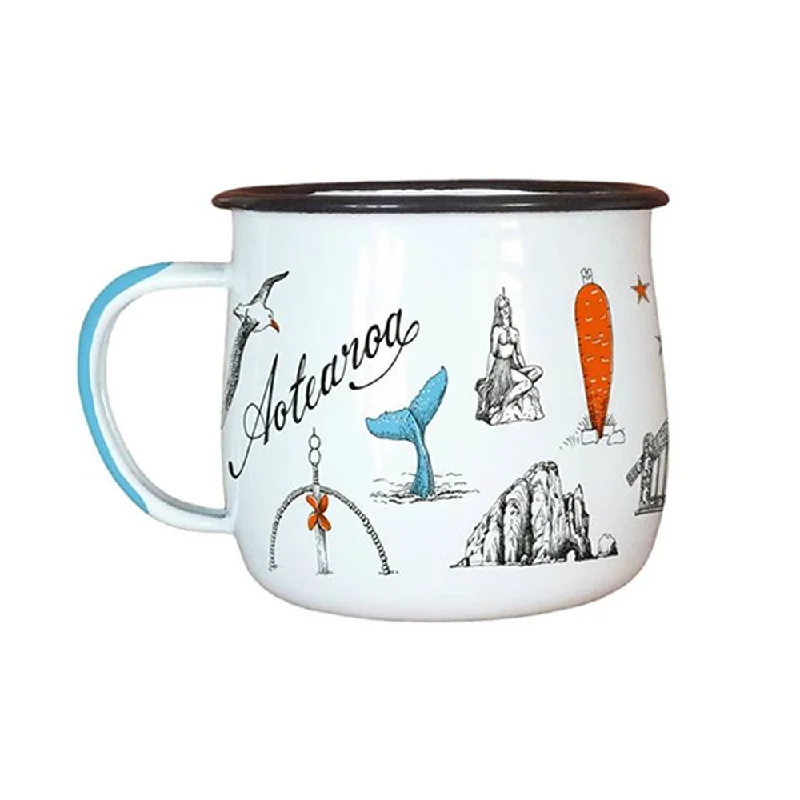 Wolfkamp and Stone Enamel Mug Aotearoa