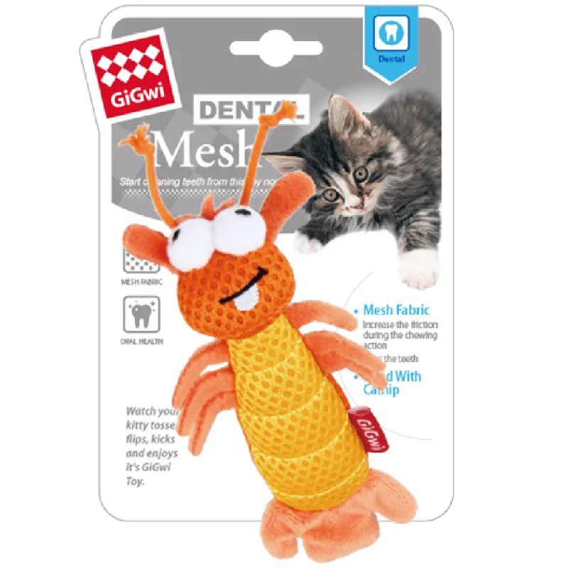 Pet accessoriesGiGwi Dental Mesh Shrimp Toy for Cats (Orange)